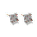 Silver Micro Pave Stud Earrings Clear Square 3D Sidestones by DailySale