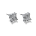 Silver Micro Pave Stud Earrings Clear Square 3D Sidestones by DailySale