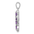 Silver Natural Amethyst and Diamond Cross Pendant by Fine Color Jewels