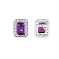 Silver Natural Amethyst Earrings and Necklace Jewelry Sets by Fine Color Jewels