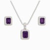 Silver Natural Amethyst Earrings and Necklace Jewelry Sets