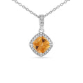 Silver Natural Cushion Citrine Earrings and Necklace Jewelry Sets by Fine Color Jewels