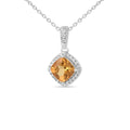 Silver Natural Cushion Citrine Earrings and Necklace Jewelry Sets by Fine Color Jewels
