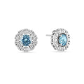 Silver Natural Cushion Shaped Blue Topaz Earrings & Necklace Jewelry Sets by Fine Color Jewels