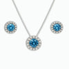 Silver Natural Cushion Shaped Blue Topaz Earrings & Necklace Jewelry Sets