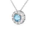 Silver Natural Cushion Shaped Blue Topaz Earrings & Necklace Jewelry Sets by Fine Color Jewels