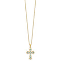 Silver Natural Diamond and Emerald Cross Necklace by Fine Color Jewels