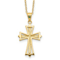 Silver Natural Diamond and Emerald Cross Necklace by Fine Color Jewels
