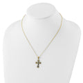 Silver Natural Diamond and Emerald Cross Necklace by Fine Color Jewels