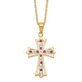 Silver Natural Diamond and Ruby Cross Necklace by Fine Color Jewels