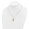 Silver Natural Diamond and Ruby Cross Necklace by Fine Color Jewels