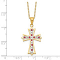 Silver Natural Diamond and Ruby Cross Necklace by Fine Color Jewels