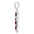 Silver Natural Garnet and Diamond Cross Pendant by Fine Color Jewels