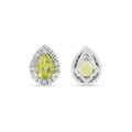 Silver Natural Pear Shaped Peridot Earrings & Necklace Jewelry Sets by Fine Color Jewels