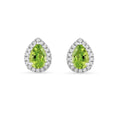 Silver Natural Pear Shaped Peridot Earrings & Necklace Jewelry Sets by Fine Color Jewels