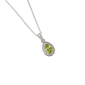 Silver Natural Pear Shaped Peridot Earrings & Necklace Jewelry Sets by Fine Color Jewels