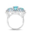 Silver Natural Turquoise Cluster Ring by Fine Color Jewels