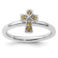 Silver Natural Yellow Citrine Stackable Cross Ring by Fine Color Jewels