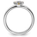 Silver Natural Yellow Citrine Stackable Cross Ring by Fine Color Jewels