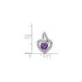 Silver Purple Amethyst and Diamond Heart in Heart Pendant by Fine Color Jewels