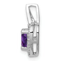 Silver Purple Amethyst and Diamond Heart in Heart Pendant by Fine Color Jewels
