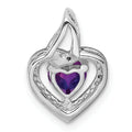 Silver Purple Amethyst and Diamond Heart in Heart Pendant by Fine Color Jewels