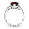 Silver Red Garnet Heart Gemstone Solitaire Ring by Fine Color Jewels