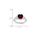 Silver Red Garnet Heart Gemstone Solitaire Ring by Fine Color Jewels