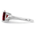 Silver Red Garnet Heart Gemstone Solitaire Ring by Fine Color Jewels