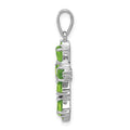 Silver Rhodium Pear Peridot and Diamond Cross Pendant by Fine Color Jewels
