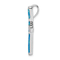 Silver Rhodium-plated Created Opal Cross Slide Pendant by Fine Color Jewels