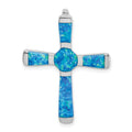 Silver Rhodium-plated Created Opal Cross Slide Pendant by Fine Color Jewels