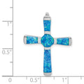 Silver Rhodium-plated Created Opal Cross Slide Pendant by Fine Color Jewels