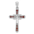 Silver Rhodium-plated Garnet Infinity Cross Pendant by Fine Color Jewels