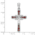 Silver Rhodium-plated Garnet Infinity Cross Pendant by Fine Color Jewels