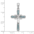 Silver Rhodium-plated London Blue Topaz Infinity Cross Pendant by Fine Color Jewels