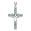 Silver Rhodium-plated London Blue Topaz Infinity Cross Pendant