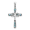 Silver Rhodium-plated London Blue Topaz Infinity Cross Pendant by Fine Color Jewels