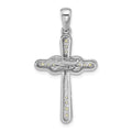 Silver Rhodium-plated Peridot Infinity Cross Pendant by Fine Color Jewels
