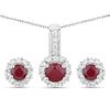 Silver Ruby Jewelry Set