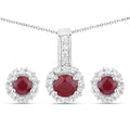 Silver Ruby Jewelry Set by Fine Color Jewels