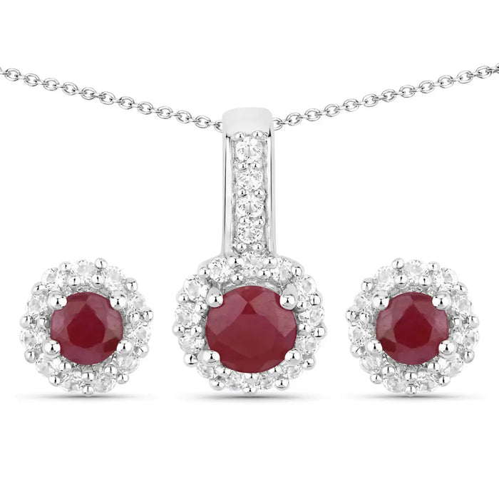 Silver Ruby Jewelry Set by Fine Color Jewels