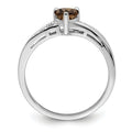 Silver Smoky Quartz Diamond Heart Ring by Fine Color Jewels