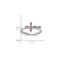 Silver Stackable Natural Pink Tourmaline Cross Ring by Fine Color Jewels