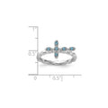 Silver Stackable Natural Swiss Blue Topaz Cross Ring by Fine Color Jewels