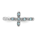 Silver Stackable Natural Swiss Blue Topaz Cross Ring by Fine Color Jewels