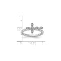 Silver Stackable Natural White Topaz Cross Ring by Fine Color Jewels