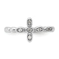 Silver Stackable Natural White Topaz Cross Ring by Fine Color Jewels