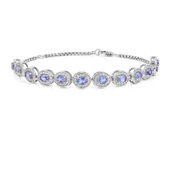 Silver Tanzanite Tennis Bracelet by Fine Color Jewels