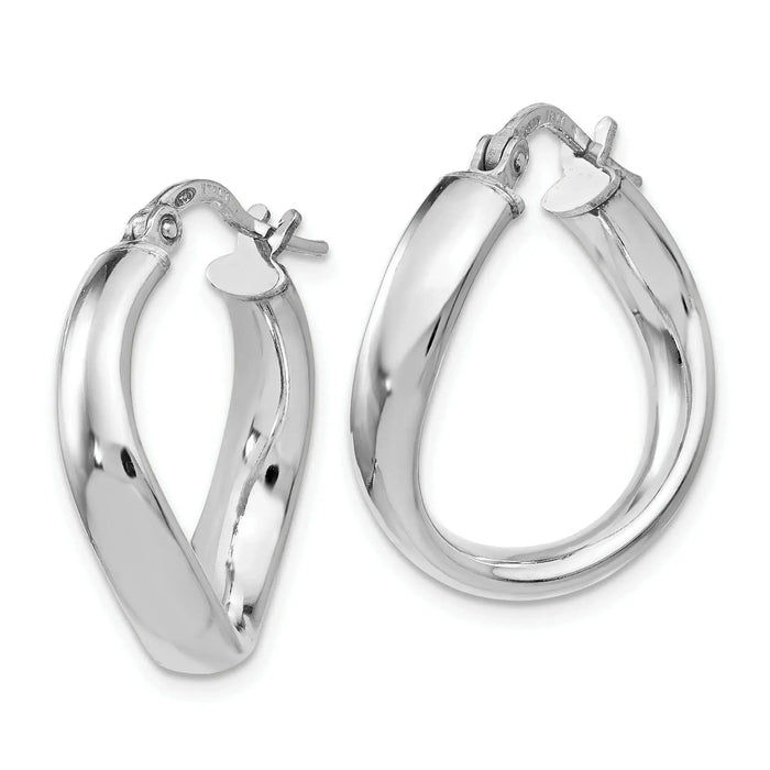 Silver Twist Hoop Earrings by Fine Color Jewels